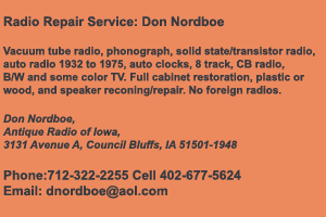 Don Nordboe Antique Radio Repair Services
