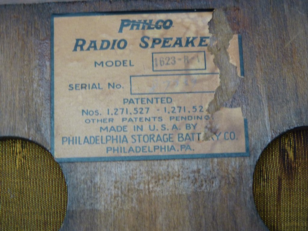 Philco model 1623-R-1 radio speaker cabinet rear view