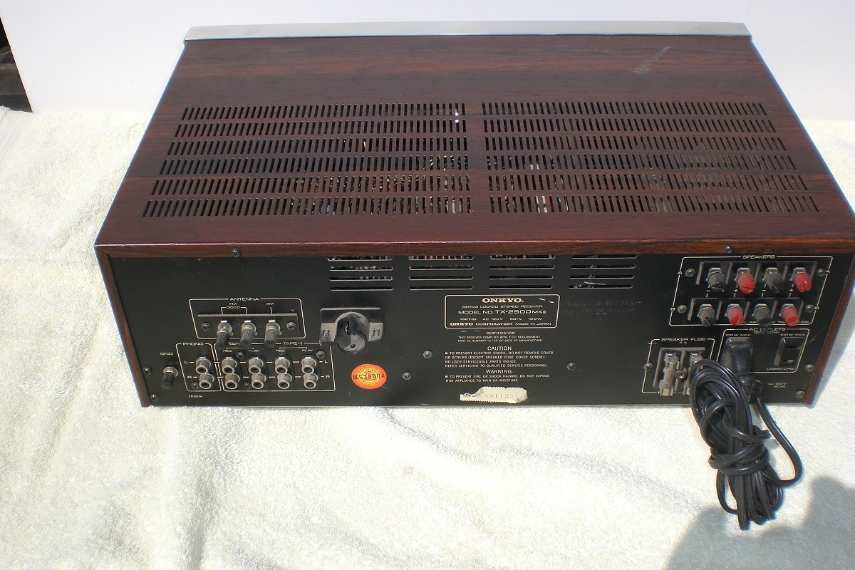 ONKYO Model TX2500 MKII Receiver rear view IARCHS Radio Collector Club